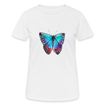 Blauer Schmetterling - Frauen T-Shirt atmungsaktiv - Weiß - Vorne - AI Model Female 172 dark (172cm)