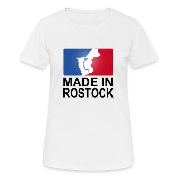sportliches Made in Rostock Logo - Frauen T-Shirt atmungsaktiv - Weiß - Vorne - AI Model Female 172 dark (172cm)