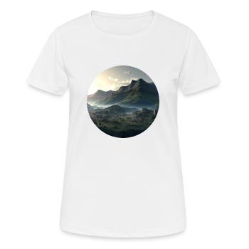 Beau paysage de montagne dans le brouillard - T-shirt respirant Femme - blanc - Devant - AI Model Female 172 dark (172cm)