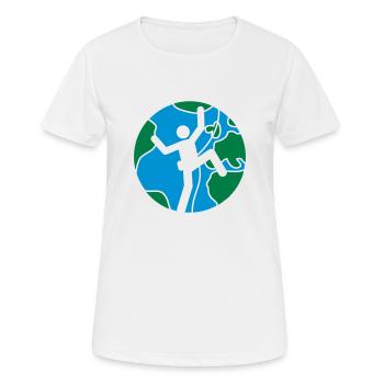 erde kreis rund planet welt logo figur symbol berg - Frauen T-Shirt atmungsaktiv - Weiß - Vorne - AI Model Female 172 dark (172cm)