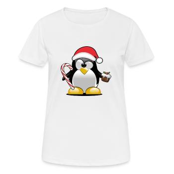 TUX Pinguin - Weihnachten mit Süßigkeiten - Frauen T-Shirt atmungsaktiv - Weiß - Vorne - AI Model Female 172 dark (172cm)
