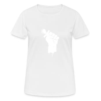 Stencil Hand sucette blanc cadeau - T-shirt respirant Femme - blanc - Devant - AI Model Female 172 dark (172cm)