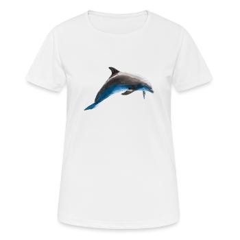 Dolphin Jumping, Fish, Natural - Women's Breathable T-Shirt - white - Front - AI Model Female 172 dark (172cm)