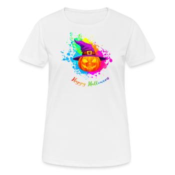 Happy Halloween! Kürbis gruselig Geschenkidee - Frauen T-Shirt atmungsaktiv - Weiß - Vorne - AI Model Female 172 dark (172cm)
