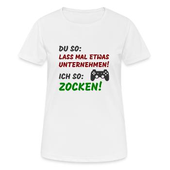 Du so Ich so zocken - Frauen T-Shirt atmungsaktiv - Weiß - Vorne - AI Model Female 172 dark (172cm)