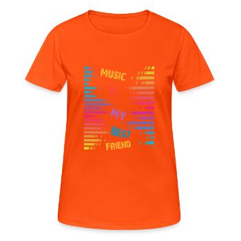 Music - Frauen T-Shirt atmungsaktiv - Neonorange - Vorne - AI Model Female 172 dark (172cm)