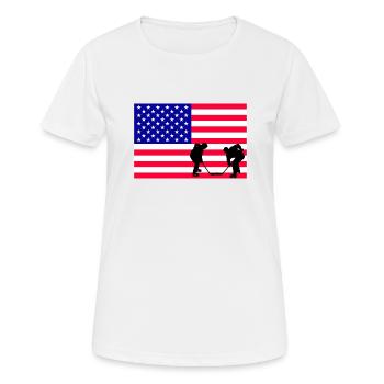 Les États-Unis, mon pays, mon drapeau ! - T-shirt respirant Femme - blanc - Devant - AI Model Female 172 dark (172cm)