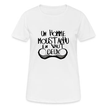 quotation mustached man is worth 2 2 mousta humor - Women's Breathable T-Shirt - white - Front - AI Model Female 172 dark (172cm)