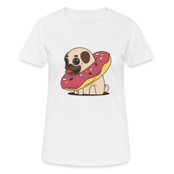 A fat sweet pug in a donut - Women's Breathable T-Shirt - white - Front - AI Model Female 172 dark (172cm)