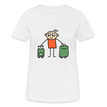 Mann mit Koffern geht auf Reisen - Frauen T-Shirt atmungsaktiv - Weiß - Vorne - AI Model Female 172 dark (172cm)
