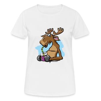 Sweden Moose Reindeer Blueberries Blubber Comic - Women's Breathable T-Shirt - white - Front - AI Model Female 172 dark (172cm)