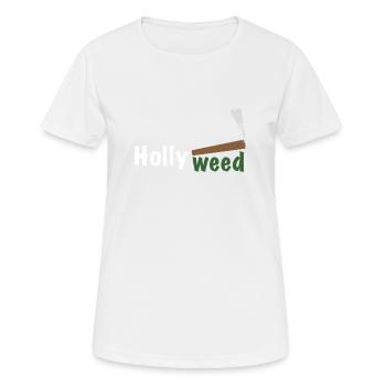 HollyWeed white - Frauen T-Shirt atmungsaktiv - Weiß - Vorne - AI Model Female 172 dark (172cm)