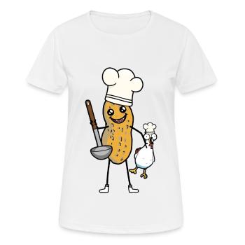 Erdnuss Huhn Suppenkelle Koch Küche Kochkunst - Frauen T-Shirt atmungsaktiv - Weiß - Vorne - AI Model Female 172 dark (172cm)
