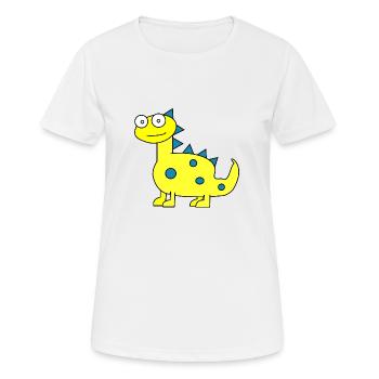 Dino, doux dino, drôle de motif, jaune - T-shirt respirant Femme - blanc - Devant - AI Model Female 172 dark (172cm)