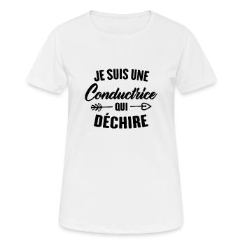 Je Suis Une Conductrice Qui Déchire - T-shirt respirant Femme - blanc - Devant - AI Model Female 172 dark (172cm)