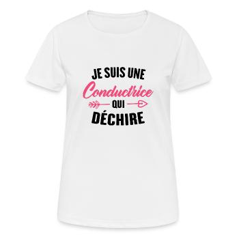 Je Suis Une Conductrice Qui Déchire - T-shirt respirant Femme - blanc - Devant - AI Model Female 172 dark (172cm)