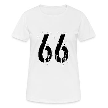 Nummer 66 - Frauen T-Shirt atmungsaktiv - Weiß - Vorne - AI Model Female 172 dark (172cm)
