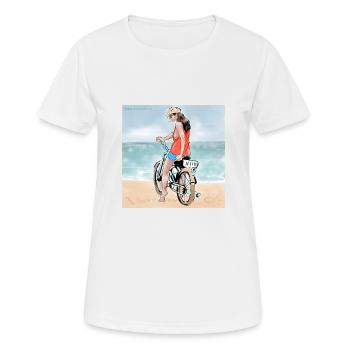 Frau auf dem Moped - Frauen T-Shirt atmungsaktiv - Weiß - Vorne - AI Model Female 172 dark (172cm)