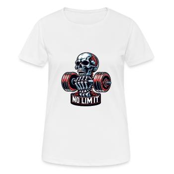 Crâne de musculation No Limit Workout avec haltère - T-shirt respirant Femme - blanc - Devant - AI Model Female 172 dark (172cm)
