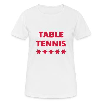Table Tennis - Ping Pong - Sport - Racket - Ball - T-shirt respirant Femme - blanc - Devant - AI Model Female 172 dark (172cm)