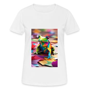 Prism Hop - Grenouille en origami - T-shirt respirant Femme - blanc - Devant - AI Model Female 172 dark (172cm)