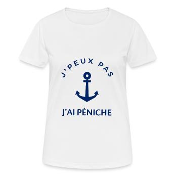 J'peux pas j'ai peniche - T-shirt respirant Femme - blanc - Devant - AI Model Female 172 dark (172cm)