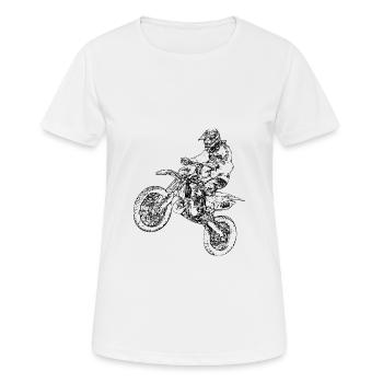 Motocross Fahrer der springt - Frauen T-Shirt atmungsaktiv - Weiß - Vorne - AI Model Female 172 dark (172cm)