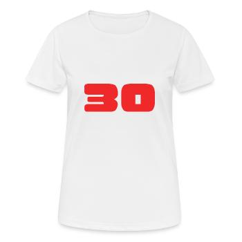 30. 30 JAHRE. 30-JÄHRIGES JUBILÄUM. GEBURTSTAG 30 JAHRE. - Frauen T-Shirt atmungsaktiv - Weiß - Vorne - AI Model Female 172 dark (172cm)
