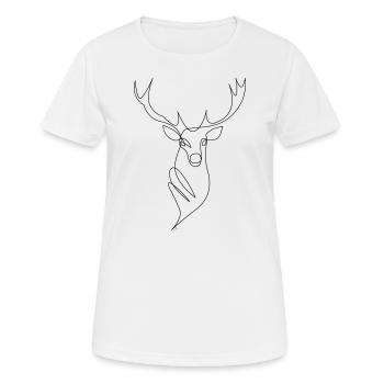 one line drawing cerf - T-shirt respirant Femme - blanc - Devant - AI Model Female 172 dark (172cm)
