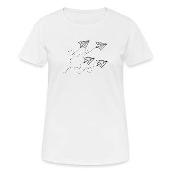 Papierflieger Zeichnung - Frauen T-Shirt atmungsaktiv - Weiß - Vorne - AI Model Female 172 dark (172cm)