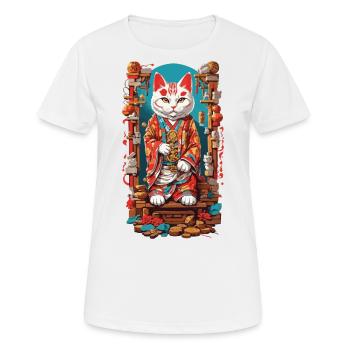 Aesthetic Japan Katze Glücksbringer Katzen Design - Frauen T-Shirt atmungsaktiv - Weiß - Vorne - AI Model Female 172 dark (172cm)