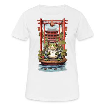 Japanischer Glücksbringer Frosch Ästhetik Design - Frauen T-Shirt atmungsaktiv - Weiß - Vorne - AI Model Female 172 dark (172cm)