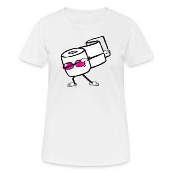 Toilettenpapier Dabbing Geschenk - Frauen T-Shirt atmungsaktiv - Weiß - Vorne - AI Model Female 172 dark (172cm)