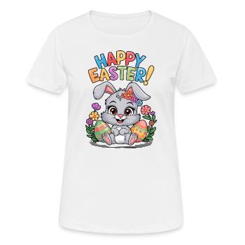 Lapin de Pâques Joyeuses Pâques Oeuf de Pâques Pâques - T-shirt respirant Femme - blanc - Devant - AI Model Female 172 dark (172cm)