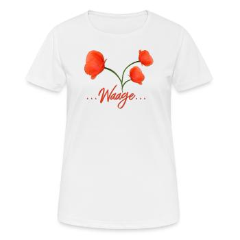 Waage Sternzeichen Waage Libra Mohn Klatschmohn - Frauen T-Shirt atmungsaktiv - Weiß - Vorne - AI Model Female 172 dark (172cm)