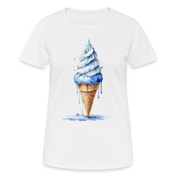 Frais et rafraîchissant - Cône bleu crème - T-shirt respirant Femme - blanc - Devant - AI Model Female 172 dark (172cm)