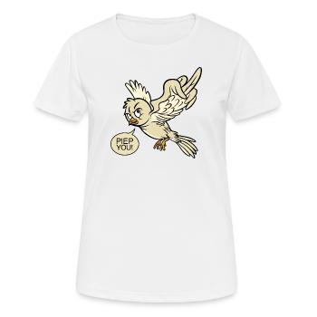 Fuck You böse wütend frech Vogel Piep Tier lustig - Frauen T-Shirt atmungsaktiv - Weiß - Vorne - AI Model Female 172 dark (172cm)
