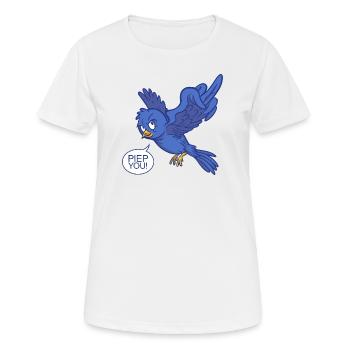 Fuck you Mittelfinger Vogel Piep lustige Tiere - Frauen T-Shirt atmungsaktiv - Weiß - Vorne - AI Model Female 172 dark (172cm)
