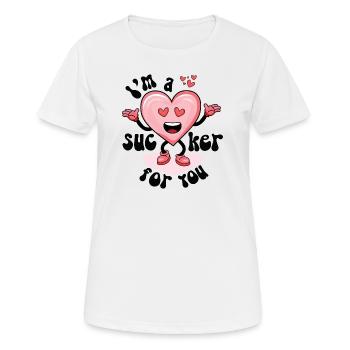 Sucker für Sie - Frauen T-Shirt atmungsaktiv - Weiß - Vorne - AI Model Female 172 dark (172cm)