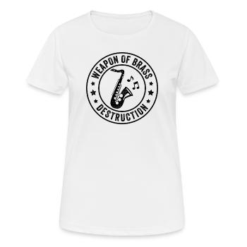 Saxophone ténor Arme de destruction en laiton - T-shirt respirant Femme - blanc - Devant - AI Model Female 172 dark (172cm)
