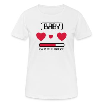 Baby Process is loading - Frauen T-Shirt atmungsaktiv - Weiß - Vorne - AI Model Female 172 dark (172cm)