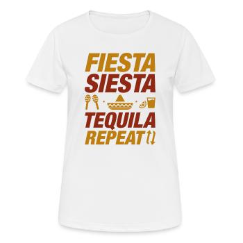 Fiesta Siesta Tequila Wiederholung - Frauen T-Shirt atmungsaktiv - Weiß - Vorne - AI Model Female 172 dark (172cm)