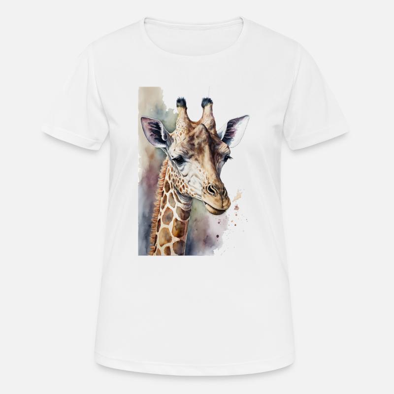 Giraffa Acquerello - Maglietta da donna traspirante - bianco