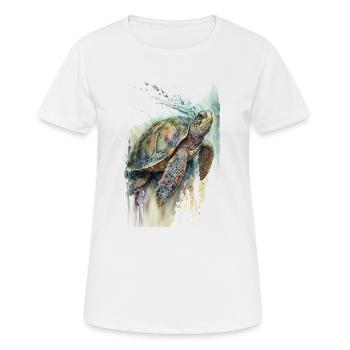Schildkröte Aquarell Realistisch - Frauen T-Shirt atmungsaktiv - Weiß - Vorne - AI Model Female 172 dark (172cm)