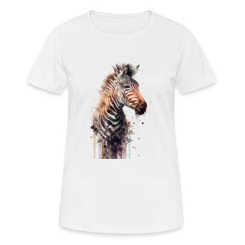 Zebra Aquarell - Frauen T-Shirt atmungsaktiv - Weiß - Vorne - AI Model Female 172 dark (172cm)