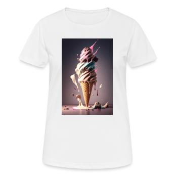Eis Eiswaffel Essen Süßes Süßigkeiten Fast Food - Frauen T-Shirt atmungsaktiv - Weiß - Vorne - AI Model Female 172 dark (172cm)