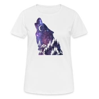 Wolf silhouette Galaxy - Frauen T-Shirt atmungsaktiv - Weiß - Vorne - AI Model Female 172 dark (172cm)