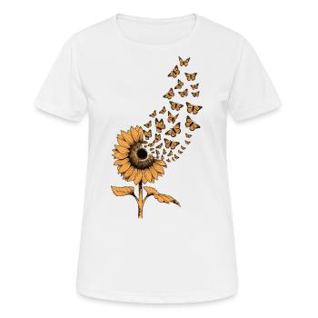 La fleur se transforme en papillons - T-shirt respirant Femme - blanc - Devant - AI Model Female 172 dark (172cm)