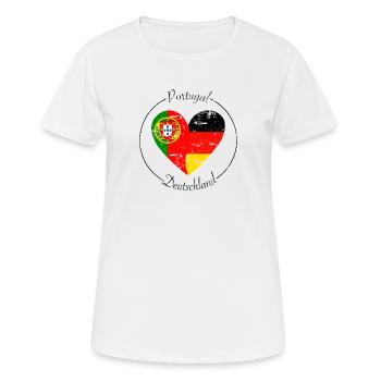Portugal und Deutschland Herz Logo - Frauen T-Shirt atmungsaktiv - Weiß - Vorne - AI Model Female 172 dark (172cm)