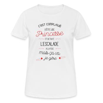 Compliqué d'être Princesse et faire de L'escalade - T-shirt respirant Femme - blanc - Devant - AI Model Female 172 dark (172cm)